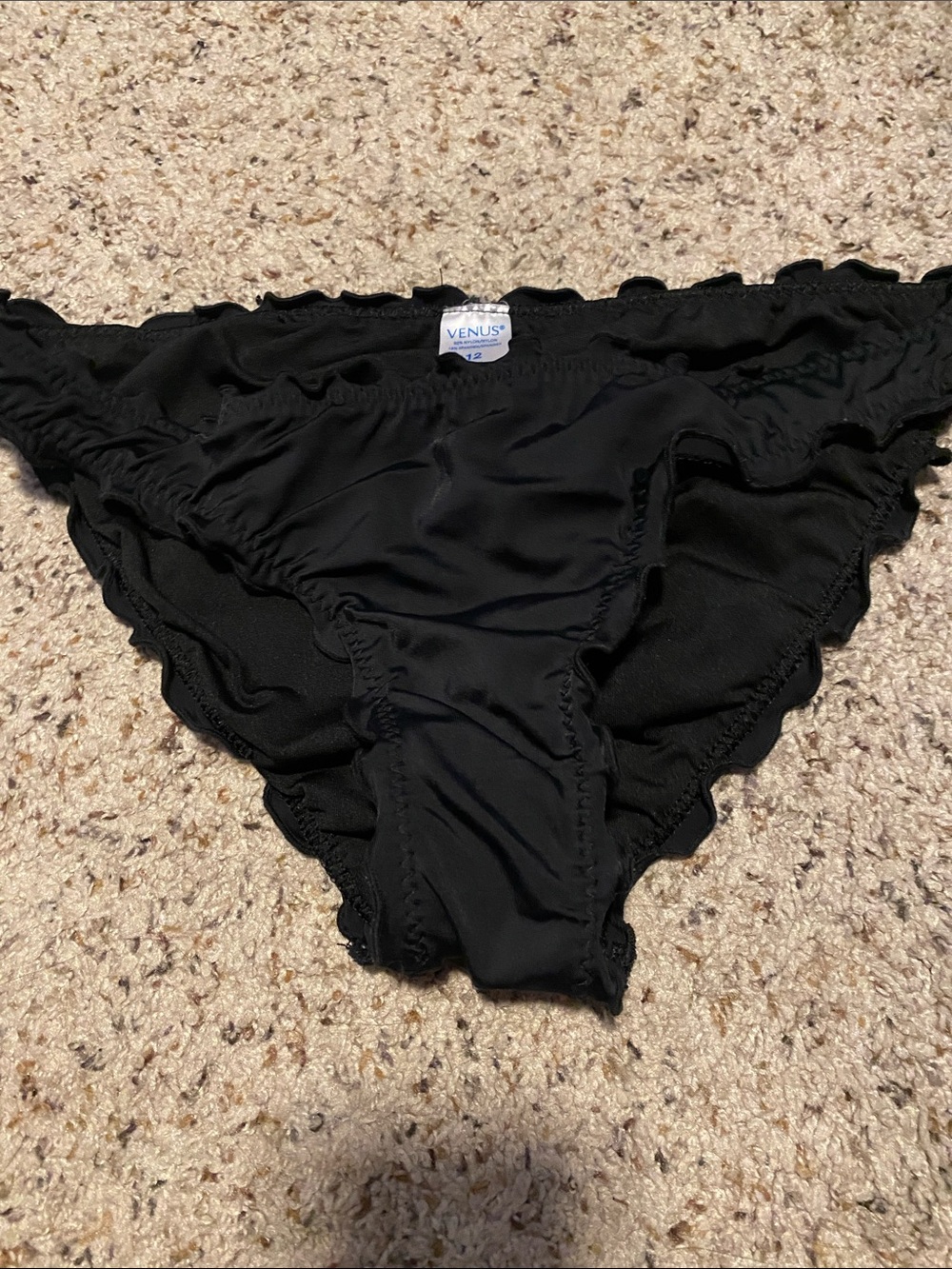 VENUS Black Ruffle-Trim Swim Bottoms NWOT